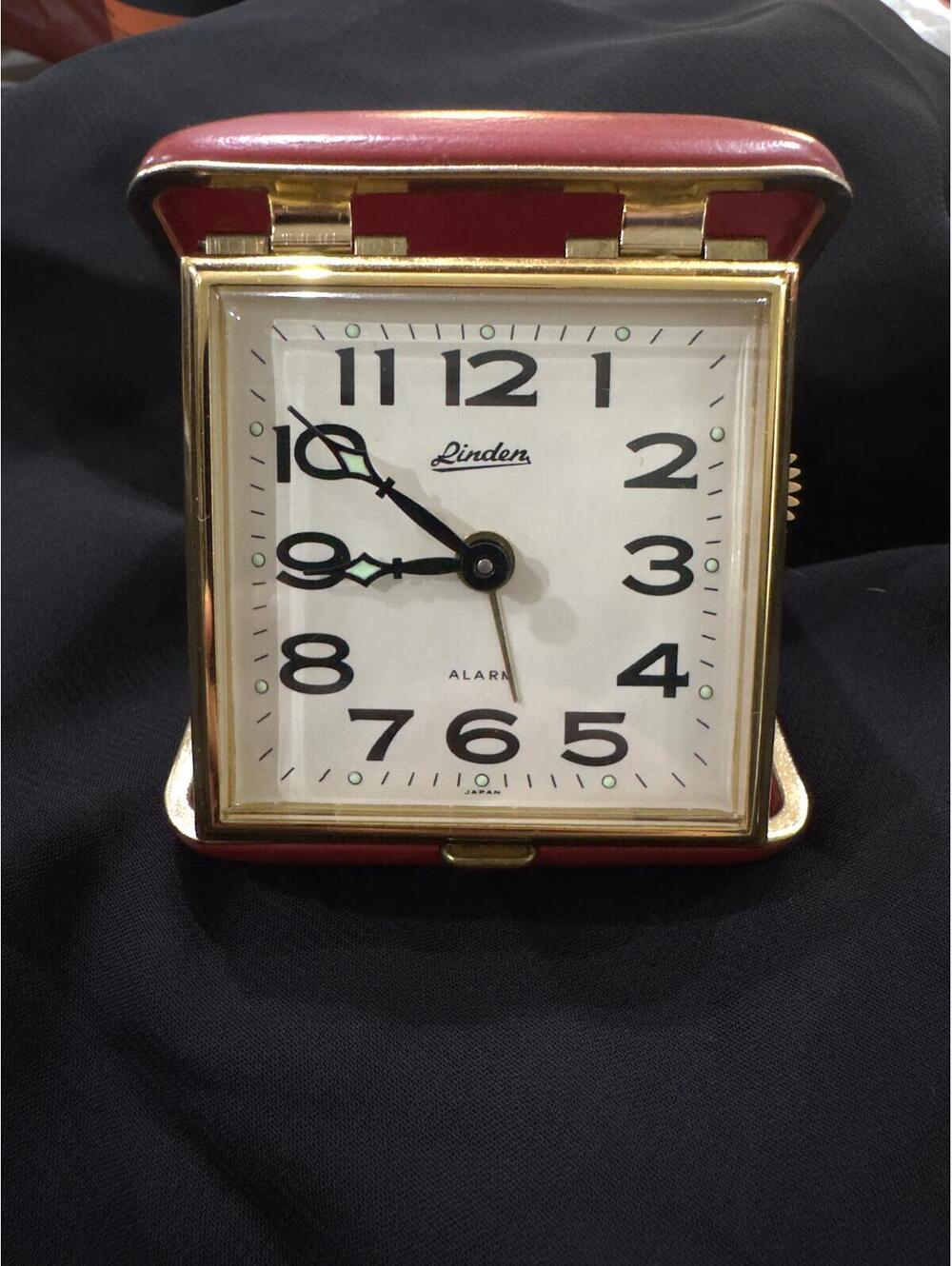 Vintage Linden Travel Alarm Clock in Red Case